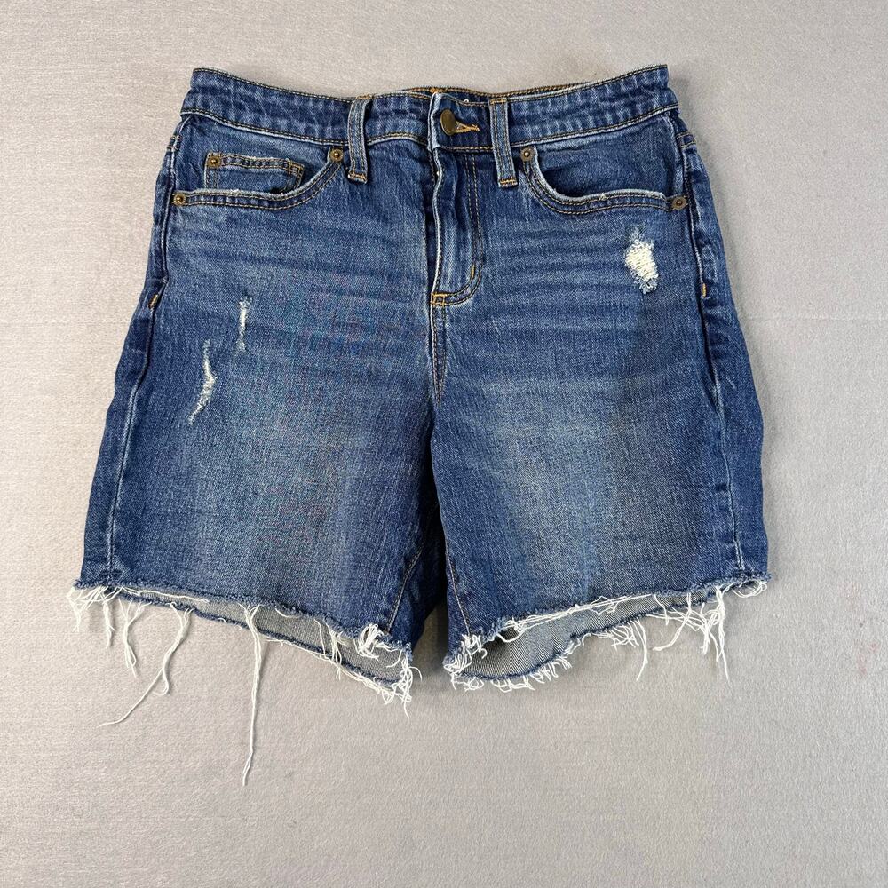 Universal Thread Boyfriend Shorts Blue WMNS 0/25 Raw Hem Denim Stretch Cut Off
